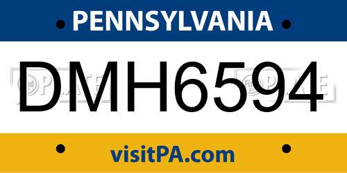 DMH6594 Pennsylvania License Plate
