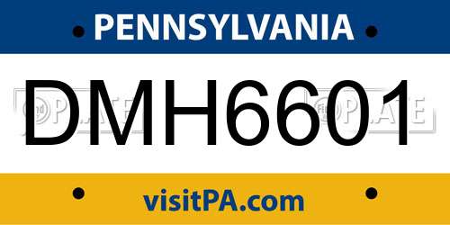 DMH6601 Pennsylvania License Plate