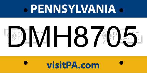 DMH8705 Pennsylvania License Plate