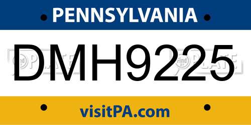 DMH9225 Pennsylvania License Plate