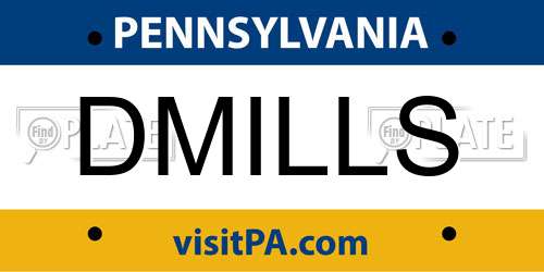 DMILLS Pennsylvania License Plate
