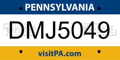 DMJ5049 Pennsylvania License Plate