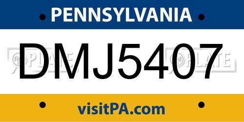 DMJ5407 Pennsylvania License Plate