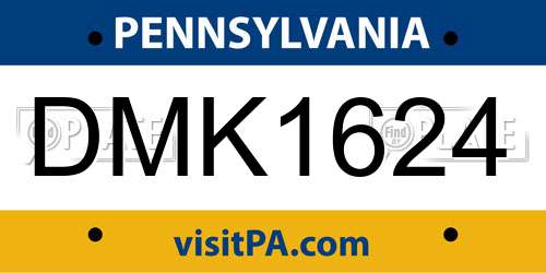 DMK1624 Pennsylvania License Plate