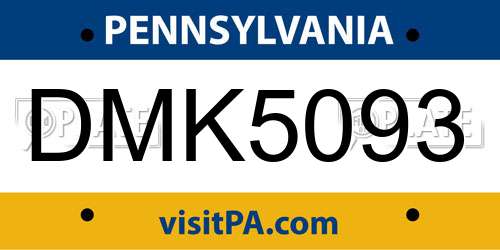 DMK5093 Pennsylvania License Plate