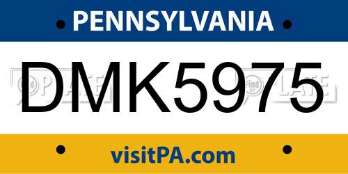 DMK5975 Pennsylvania License Plate