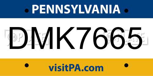 DMK7665 Pennsylvania License Plate