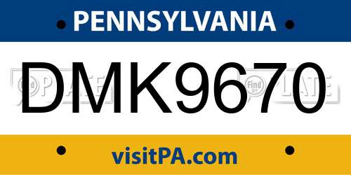 DMK9670 Pennsylvania License Plate