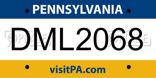 DML2068 Pennsylvania License Plate