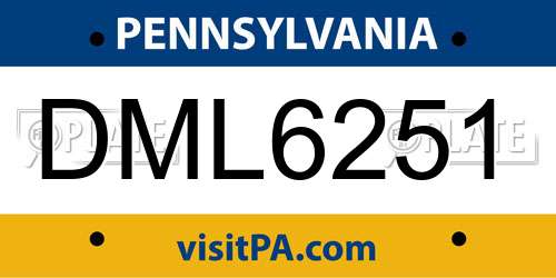 DML6251 Pennsylvania License Plate