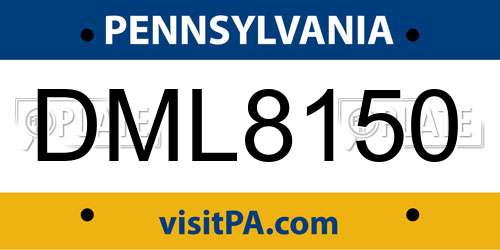 DML8150 Pennsylvania License Plate