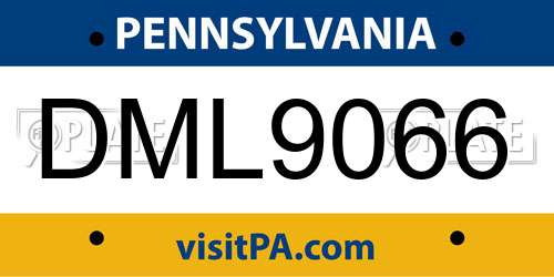 DML9066 Pennsylvania License Plate
