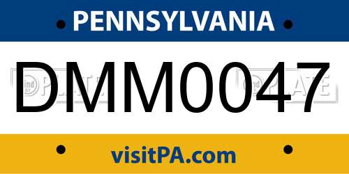 DMM0047 Pennsylvania License Plate