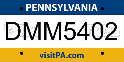 DMM5402 Pennsylvania License Plate