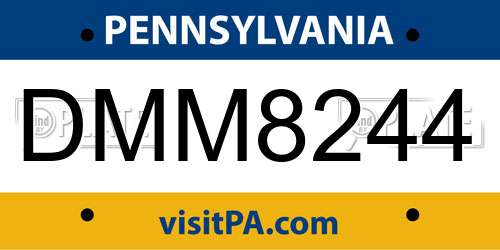 DMM8244 Pennsylvania License Plate