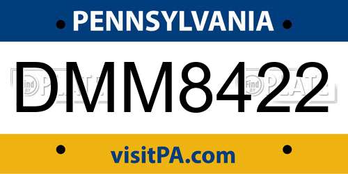 DMM8422 Pennsylvania License Plate