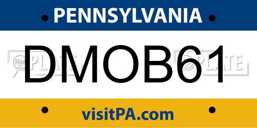 DMOB61 Pennsylvania License Plate