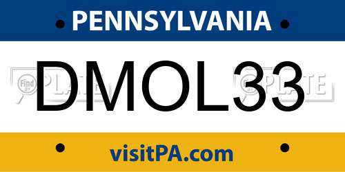 DMOL33 Pennsylvania License Plate