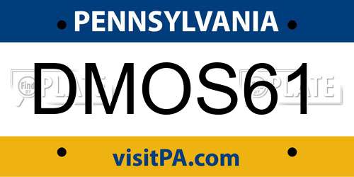 DMOS61 Pennsylvania License Plate
