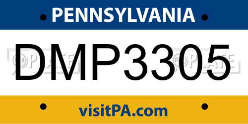 DMP3305 Pennsylvania License Plate