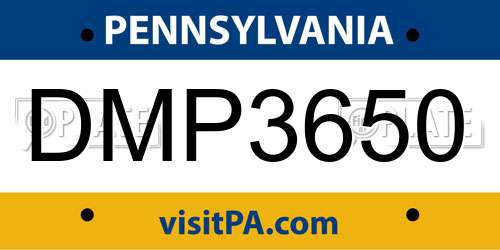 DMP3650 Pennsylvania License Plate
