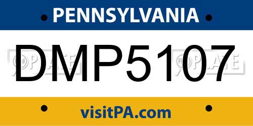 DMP5107 Pennsylvania License Plate