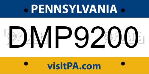 DMP9200 Pennsylvania License Plate