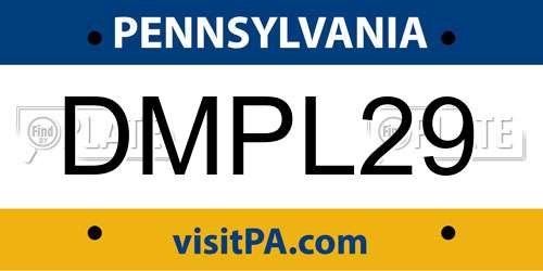 DMPL29 Pennsylvania License Plate