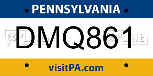 DMQ861 Pennsylvania License Plate