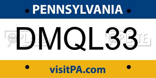 DMQL33 Pennsylvania License Plate