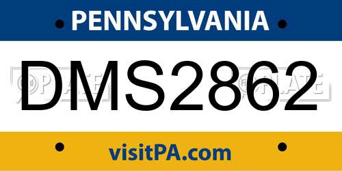 DMS2862 Pennsylvania License Plate
