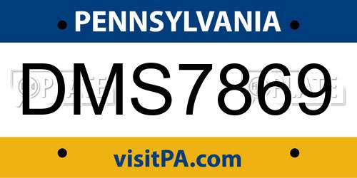 DMS7869 Pennsylvania License Plate