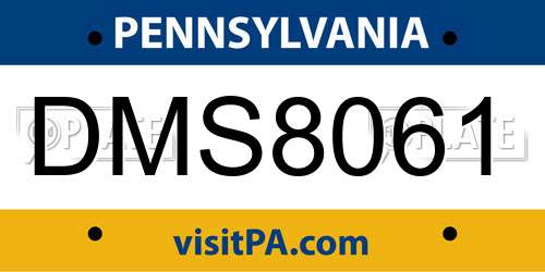 DMS8061 Pennsylvania License Plate