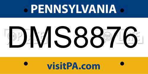 DMS8876 Pennsylvania License Plate