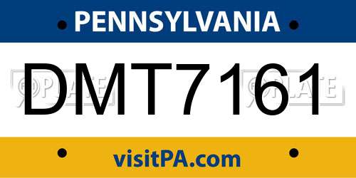 DMT7161 Pennsylvania License Plate