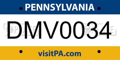 DMV0034 Pennsylvania License Plate
