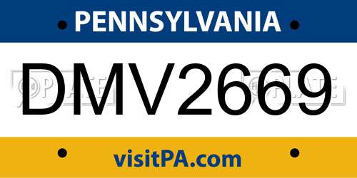 DMV2669 Pennsylvania License Plate