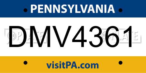 DMV4361 Pennsylvania License Plate