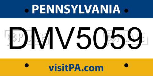 DMV5059 Pennsylvania License Plate