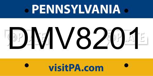 DMV8201 Pennsylvania License Plate