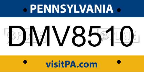 DMV8510 Pennsylvania License Plate