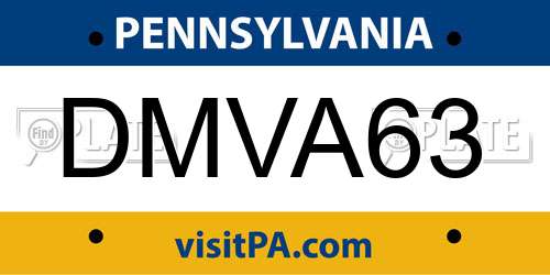 DMVA63 Pennsylvania License Plate