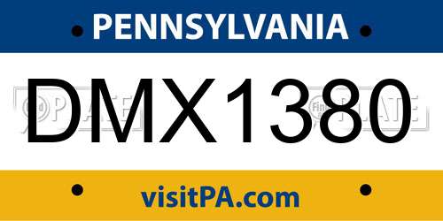 DMX1380 Pennsylvania License Plate