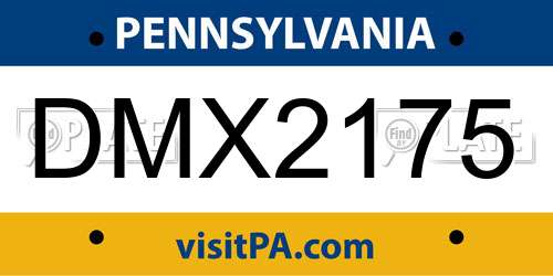 DMX2175 Pennsylvania License Plate