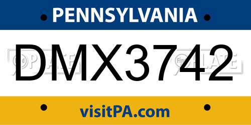 DMX3742 Pennsylvania License Plate