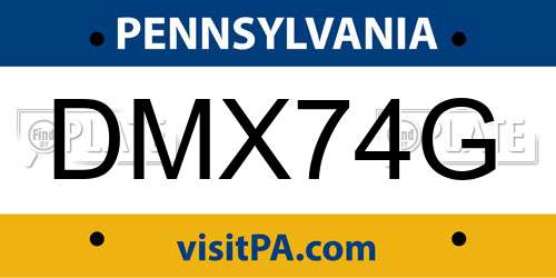 DMX74G Pennsylvania License Plate