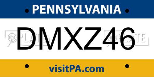 DMXZ46 Pennsylvania License Plate