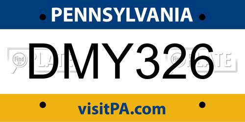 DMY326 Pennsylvania License Plate