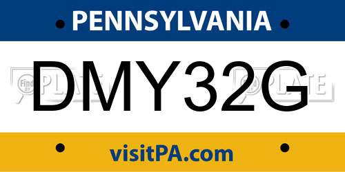 DMY32G Pennsylvania License Plate