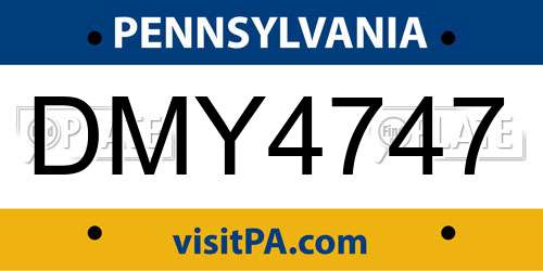 DMY4747 Pennsylvania License Plate